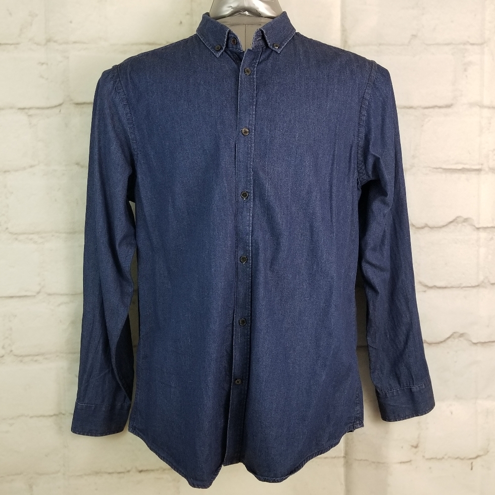 Attitude L Slim-Fit Dark Wash Denim Jean Shirt
